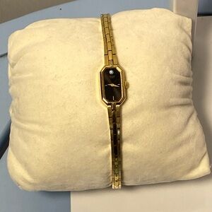 Pulsar by Seiko Vintage Ladies Gold Tone Quartz Watch V220-5770 Black Dial